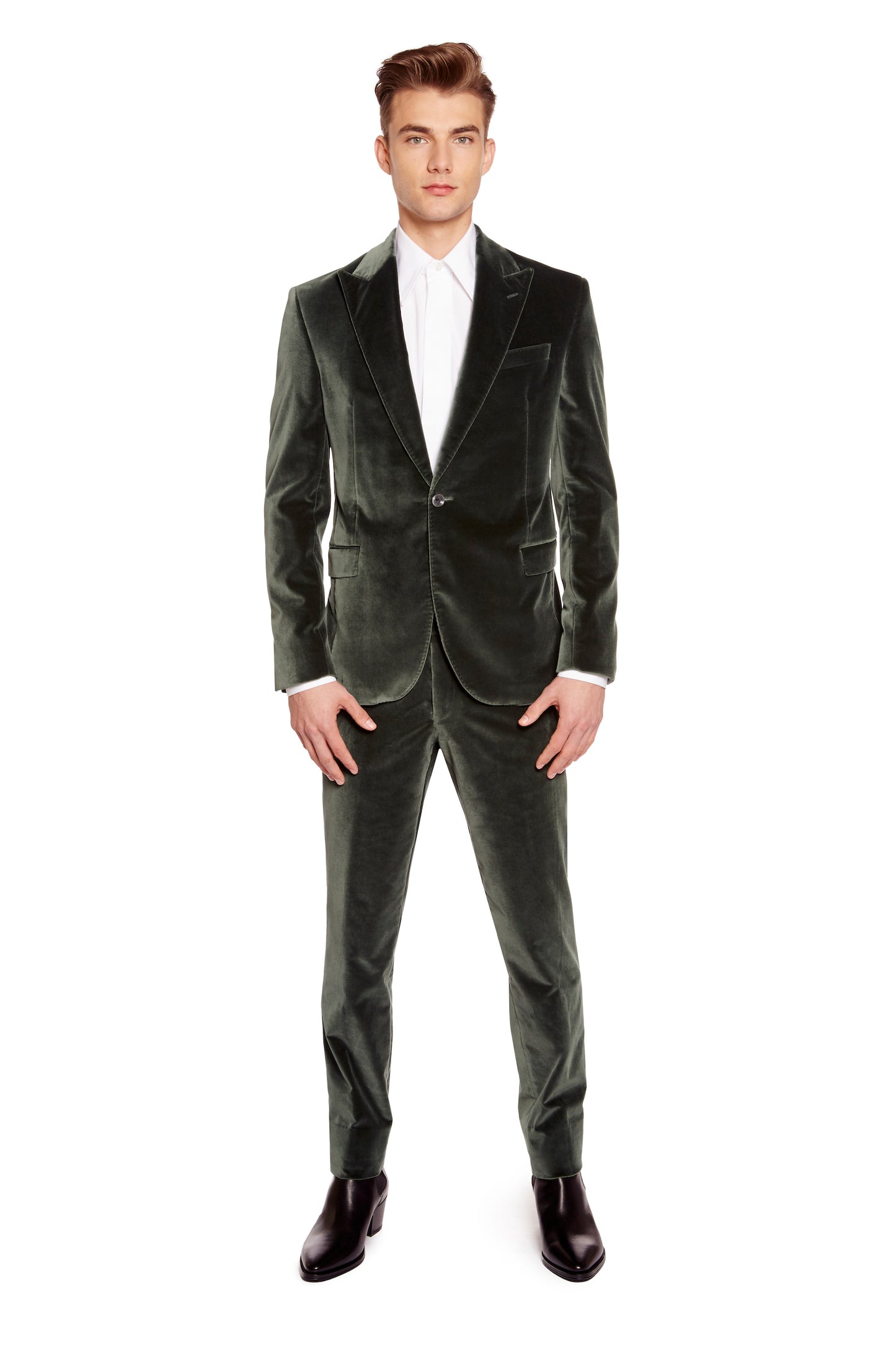 Cambridge Velvet Blazer in Pine Green