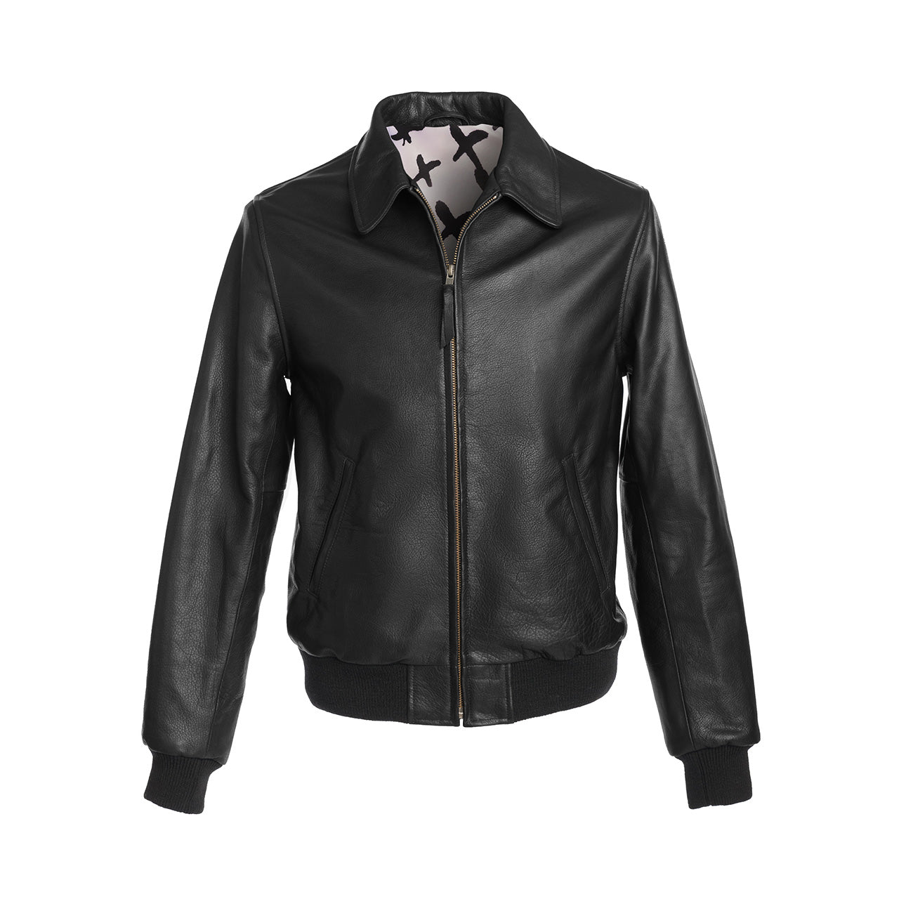 Bedford Leather Baseball Jacket in Black